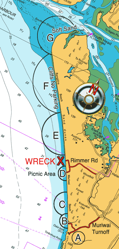 Muriwai Beach Fishing Map