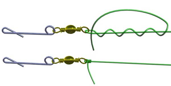 Tying fishing knots in terminal fishing tackle