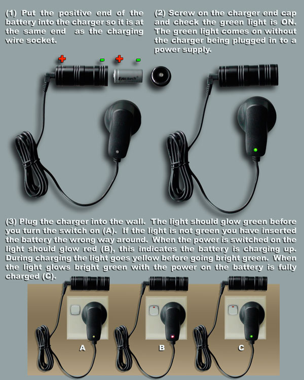 Battery charge instructions for flounder lights