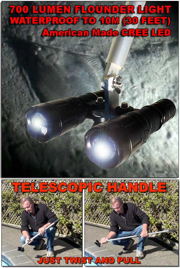 Two 3 watt cree waterproof torches for gigging fish and underwater lighting