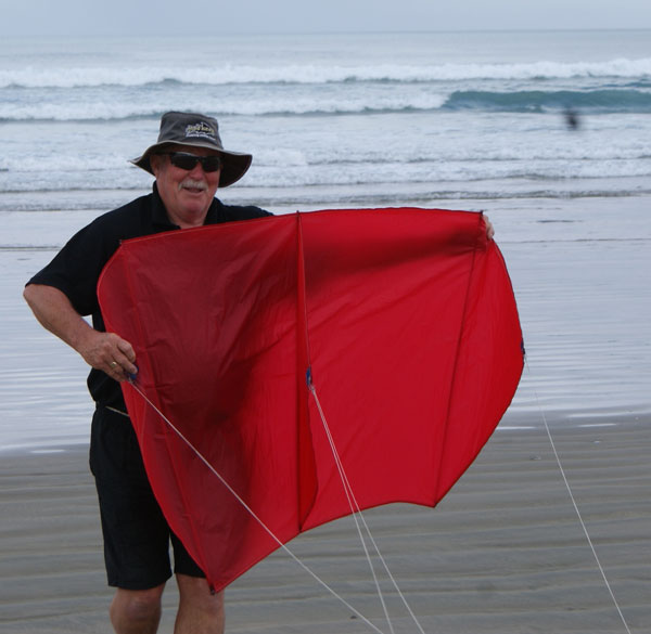 launching a large sled fishing kite